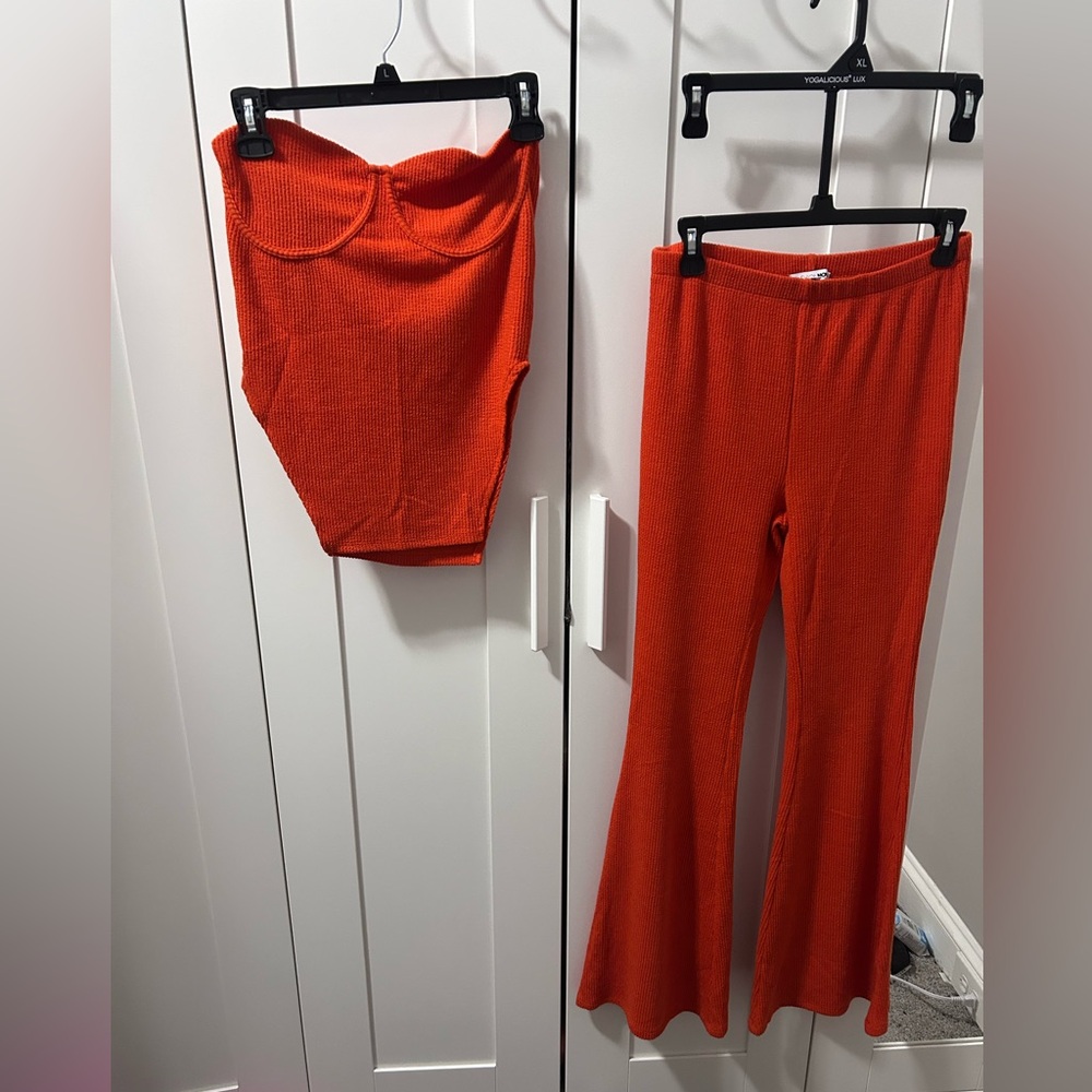 Call My Name Ribbed Pant Set – Orange - Picture 3 of 5